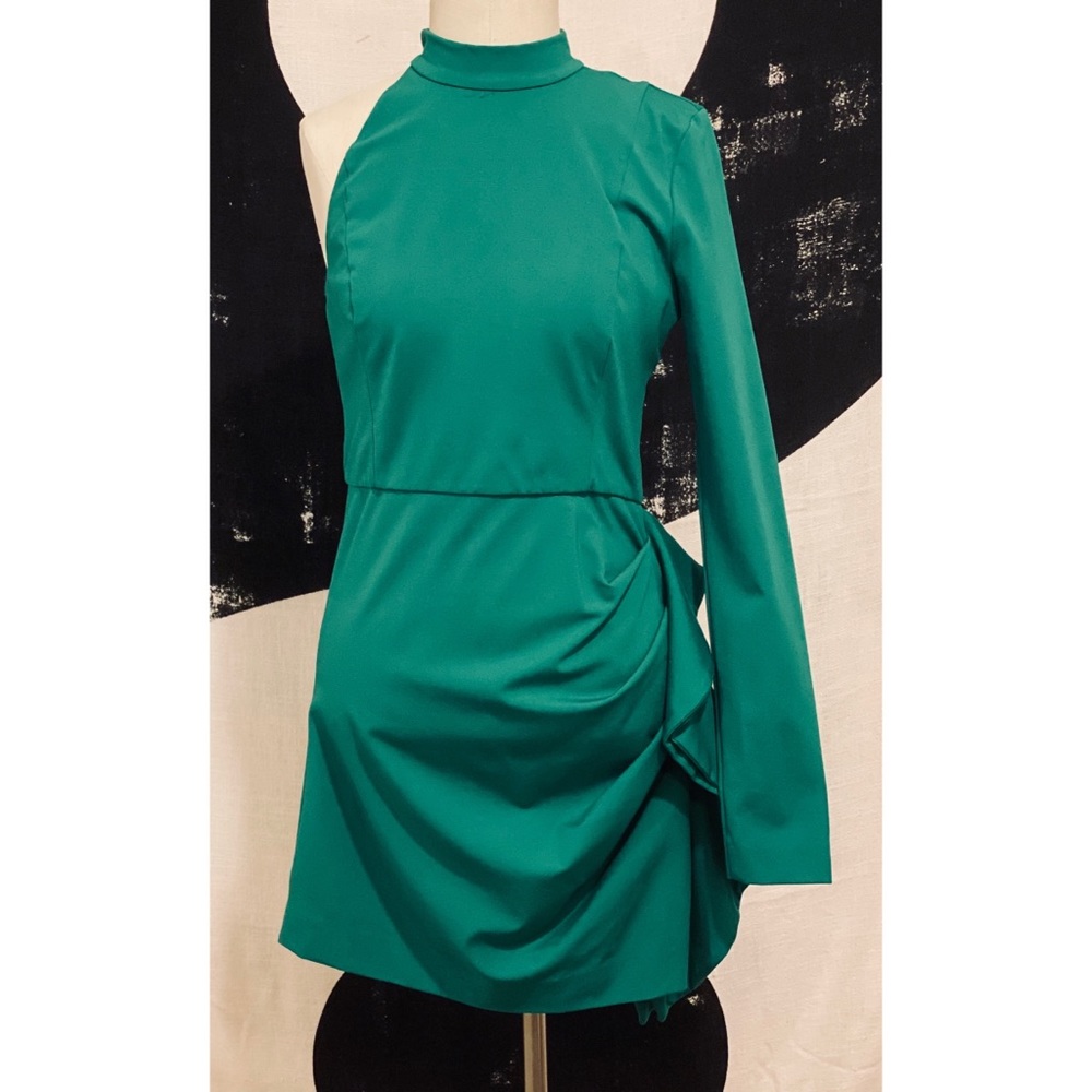 NBD LRG “Taj” Kelly Green Asymmetrical Mini Dress